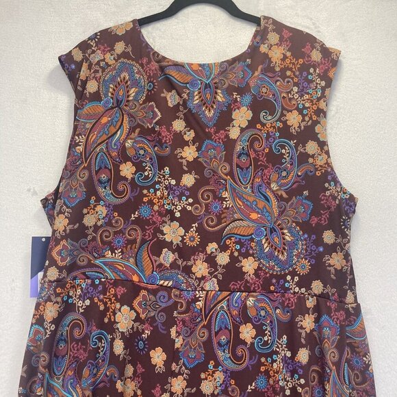 NWT Meri Skye Floral Maxi Dress Womens 4X Purple Paisley Sleeveless Stretch Boho - Picture 13 of 15